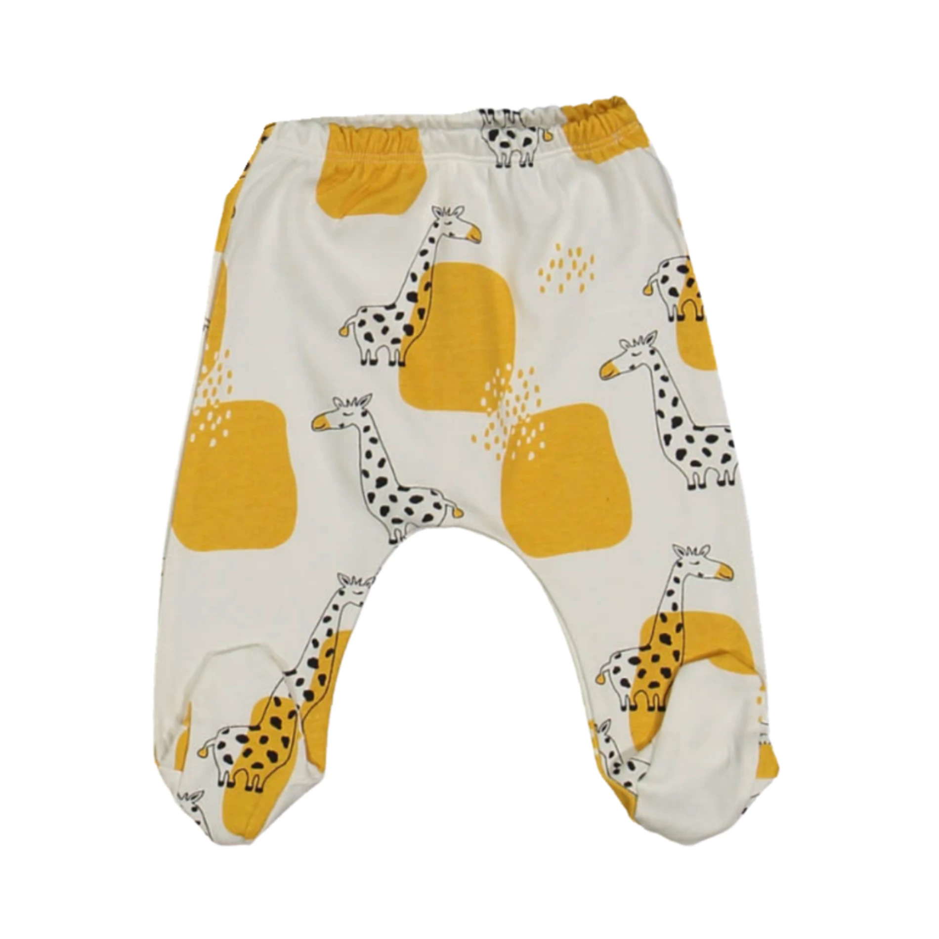 Zürafa Figürlü Beyaz Desenli %100 Pamuk Patikli Bebek Alt