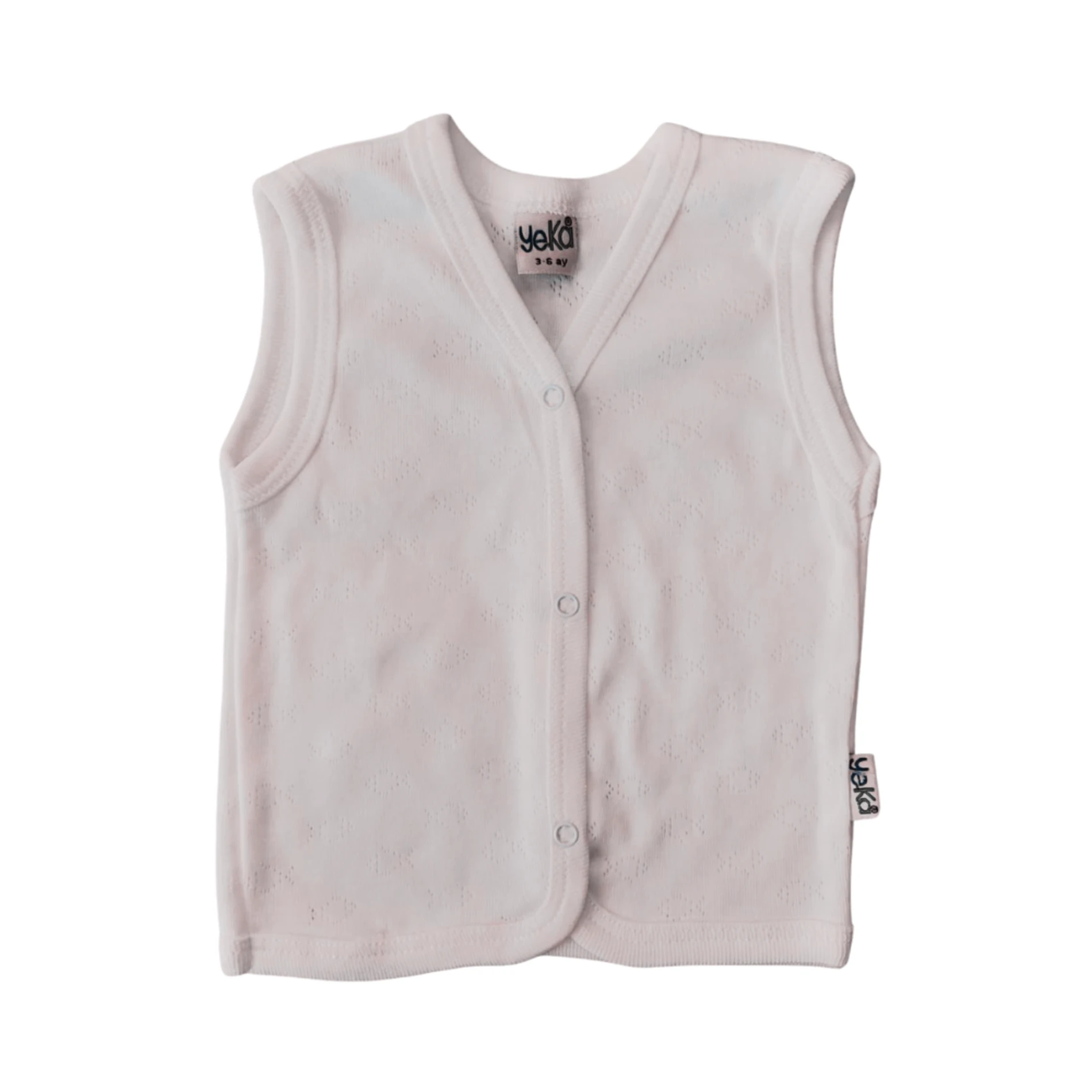 Jakarlı Çift Kat Bej (Ekru Ton) %100 Pamuk Unisex Bebek Yelek