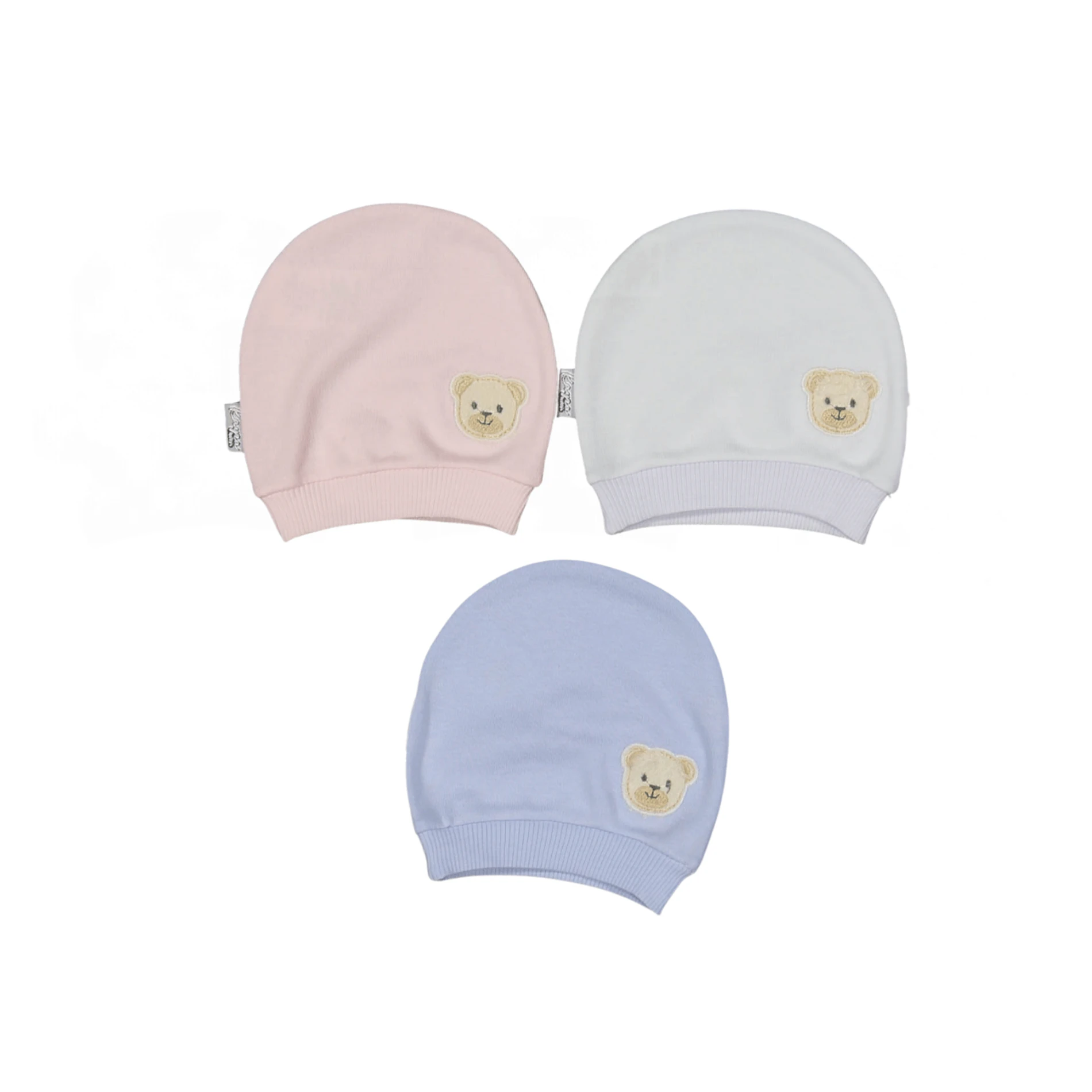 %100 Pamuk İnterlok Unisex Bebek Ayıcık Figürlü Penye Şapka (0–24 Ay)