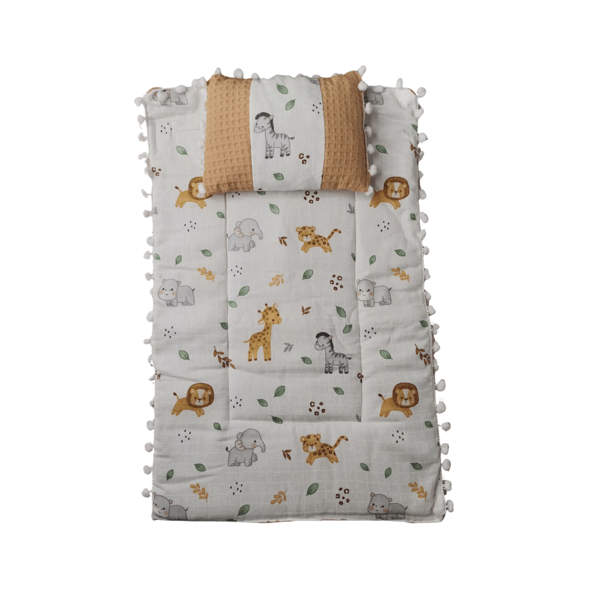 Hayvan Desenli %100 Pamuk Müslin Bebek Alt Açma Minderi (Unisex)