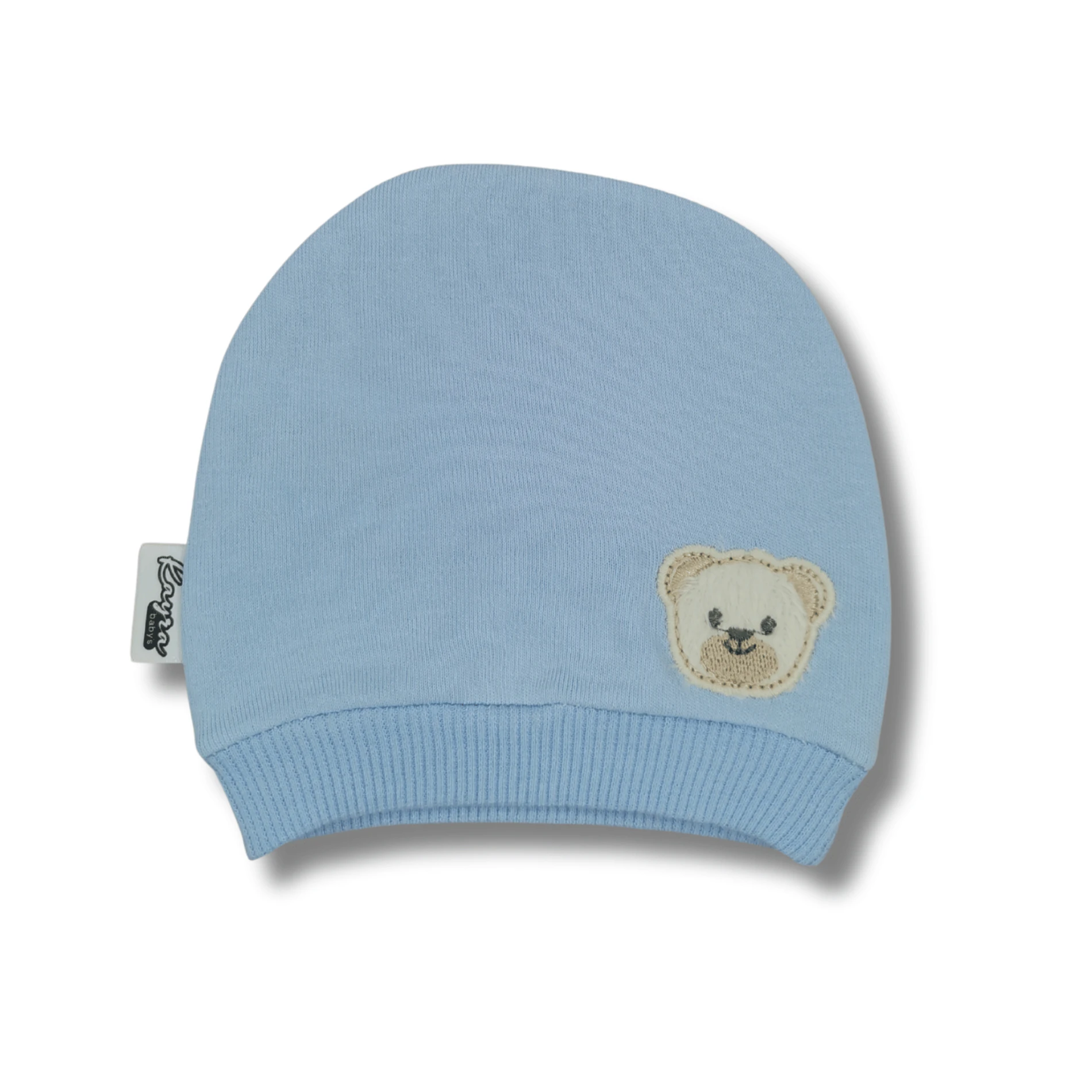 %100 Pamuk İnterlok Unisex Bebek Ayıcık Figürlü Penye Şapka (0–24 Ay)