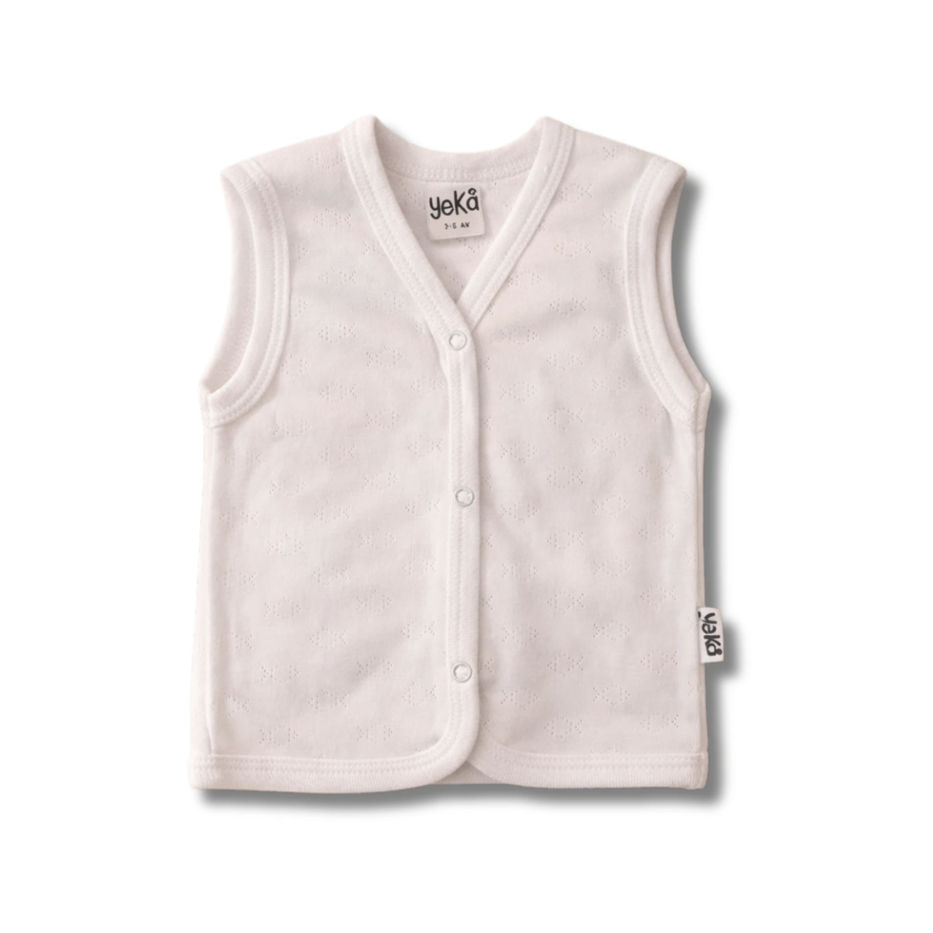 Jakarlı Çift Kat Bej (Ekru Ton) %100 Pamuk Unisex Bebek Yelek