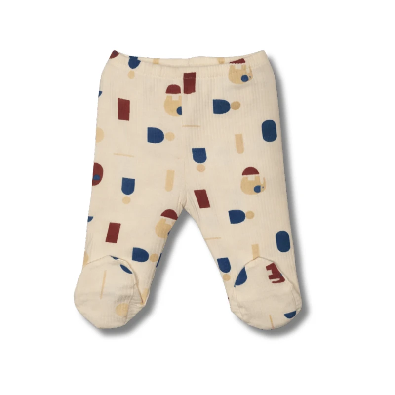 Erkek Bebek %95 Pamuk %5 Likra Desenli Patikli Alt