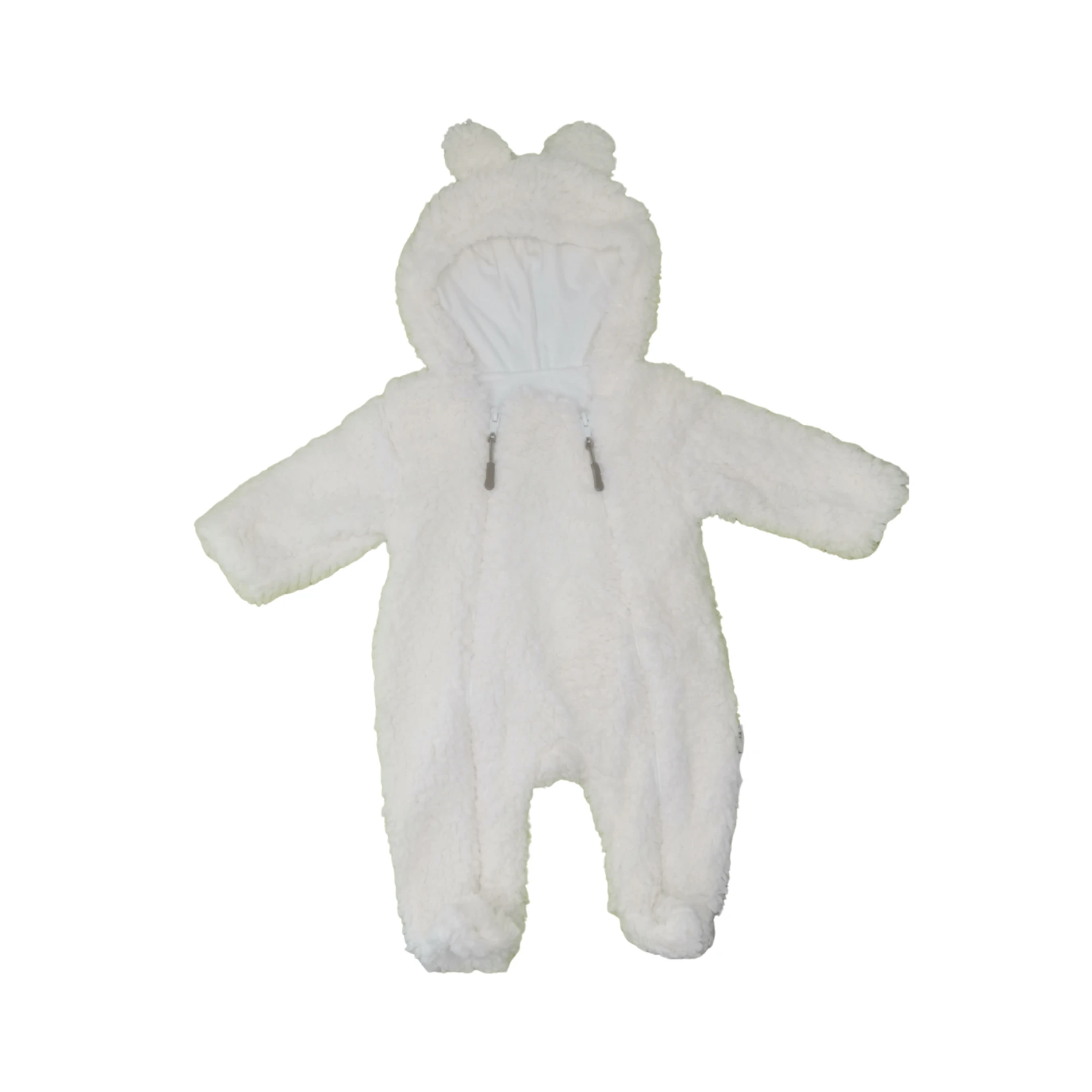 İki Fermuar Detaylı Welsfot Peluş Bebek Tulum – Bej