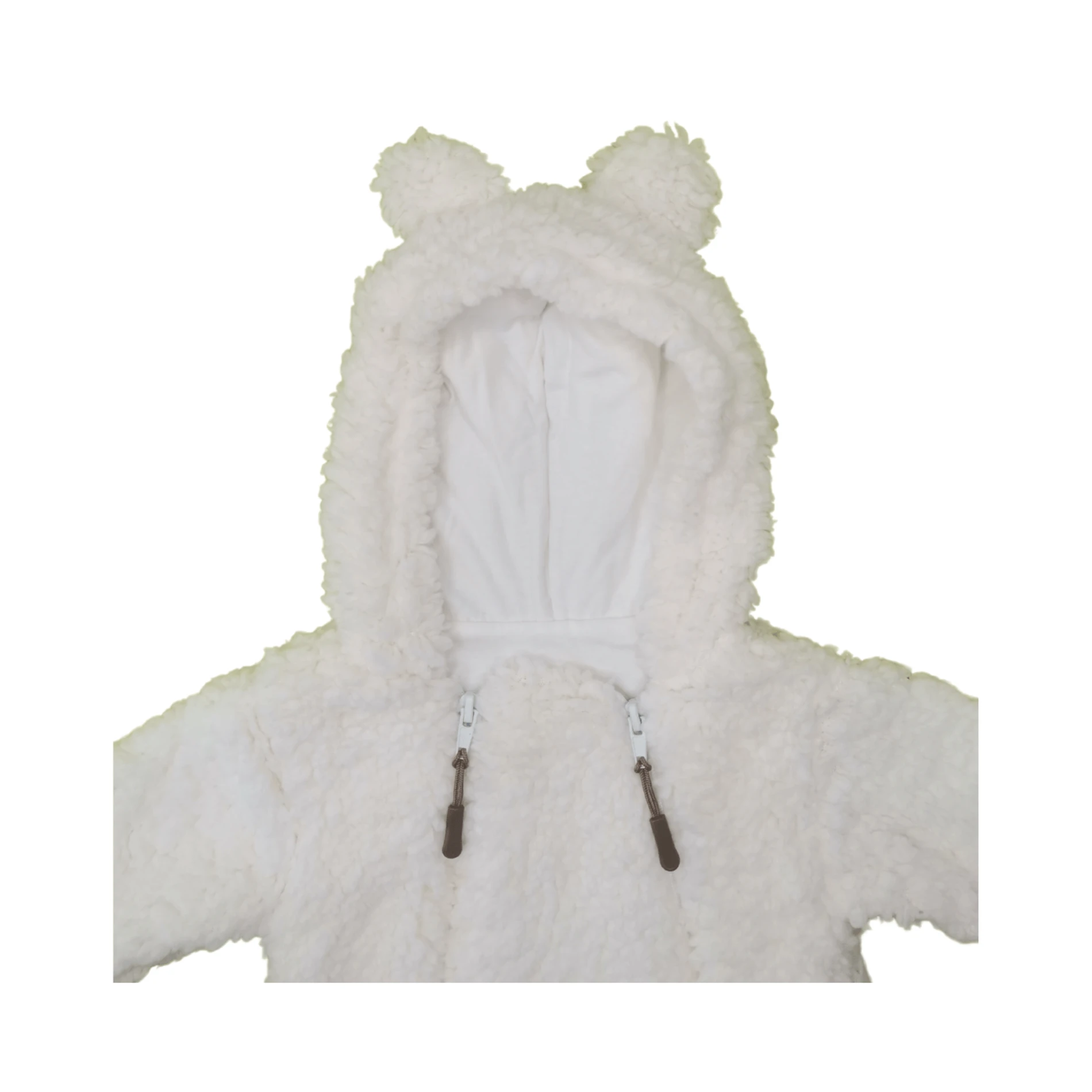 İki Fermuar Detaylı Welsfot Peluş Bebek Tulum – Bej