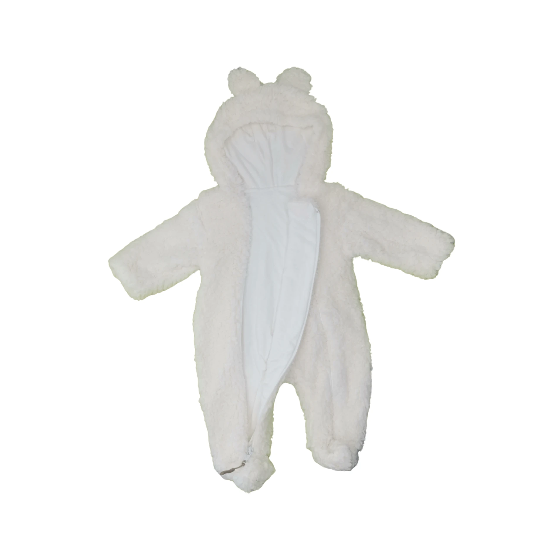 İki Fermuar Detaylı Welsfot Peluş Bebek Tulum – Bej