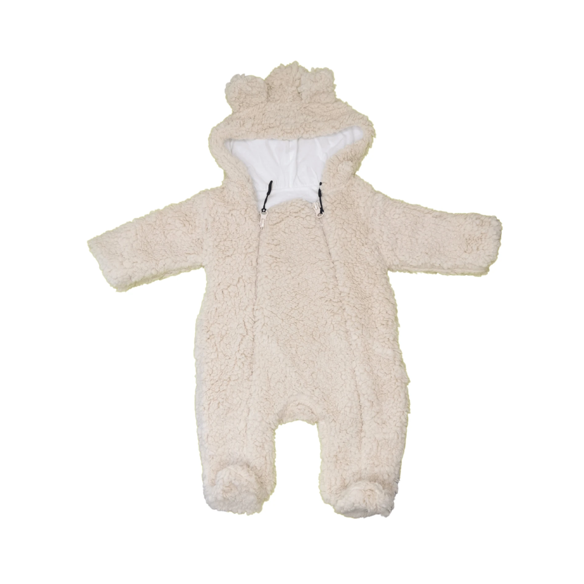 İki Fermuar Detaylı Welsfot Peluş Bebek Tulum – Bej