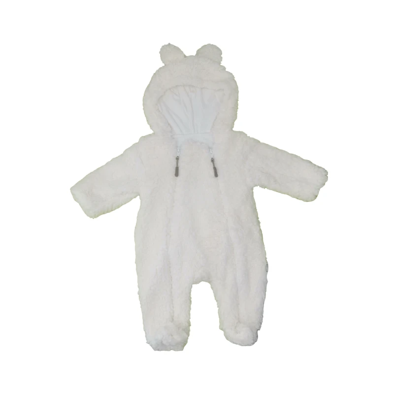 İki Fermuar Detaylı Welsfot Peluş Bebek Tulum – Bej