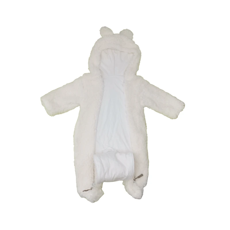 İki Fermuar Detaylı Welsfot Peluş Bebek Tulum – Bej