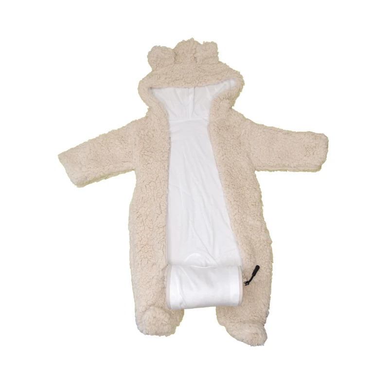 İki Fermuar Detaylı Welsfot Peluş Bebek Tulum – Bej
