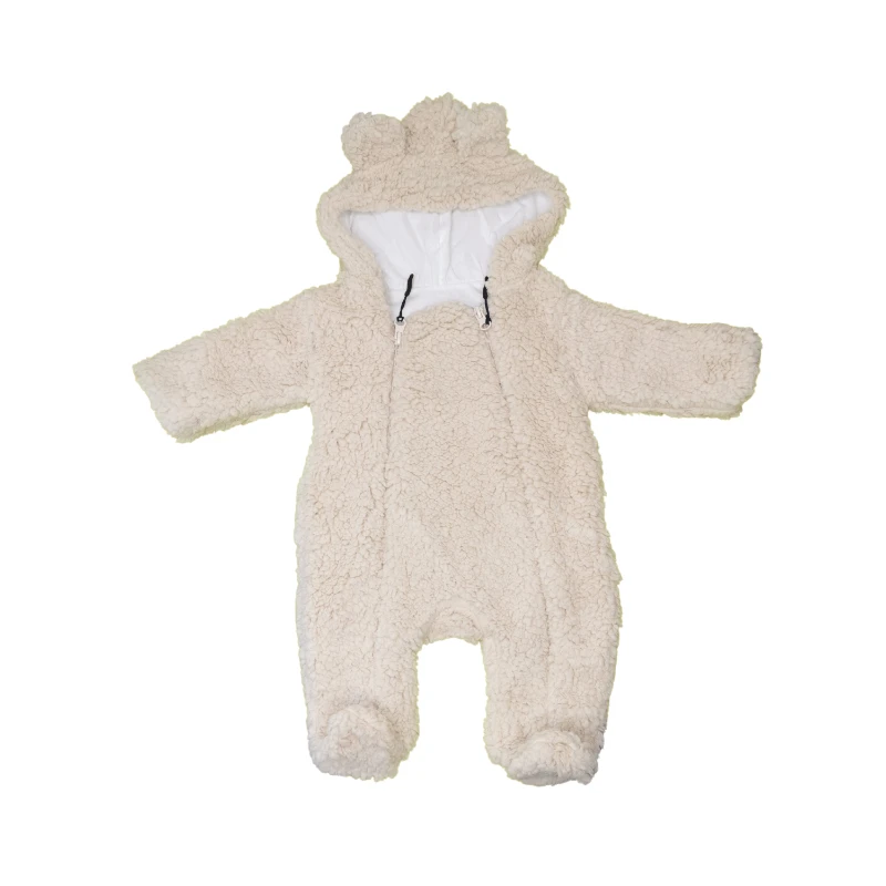 İki Fermuar Detaylı Welsfot Peluş Bebek Tulum – Bej