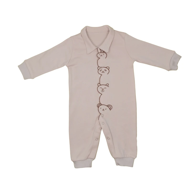 Zoo Nakışlı %100 Pamuk Mevsimlik Bebek Tulum