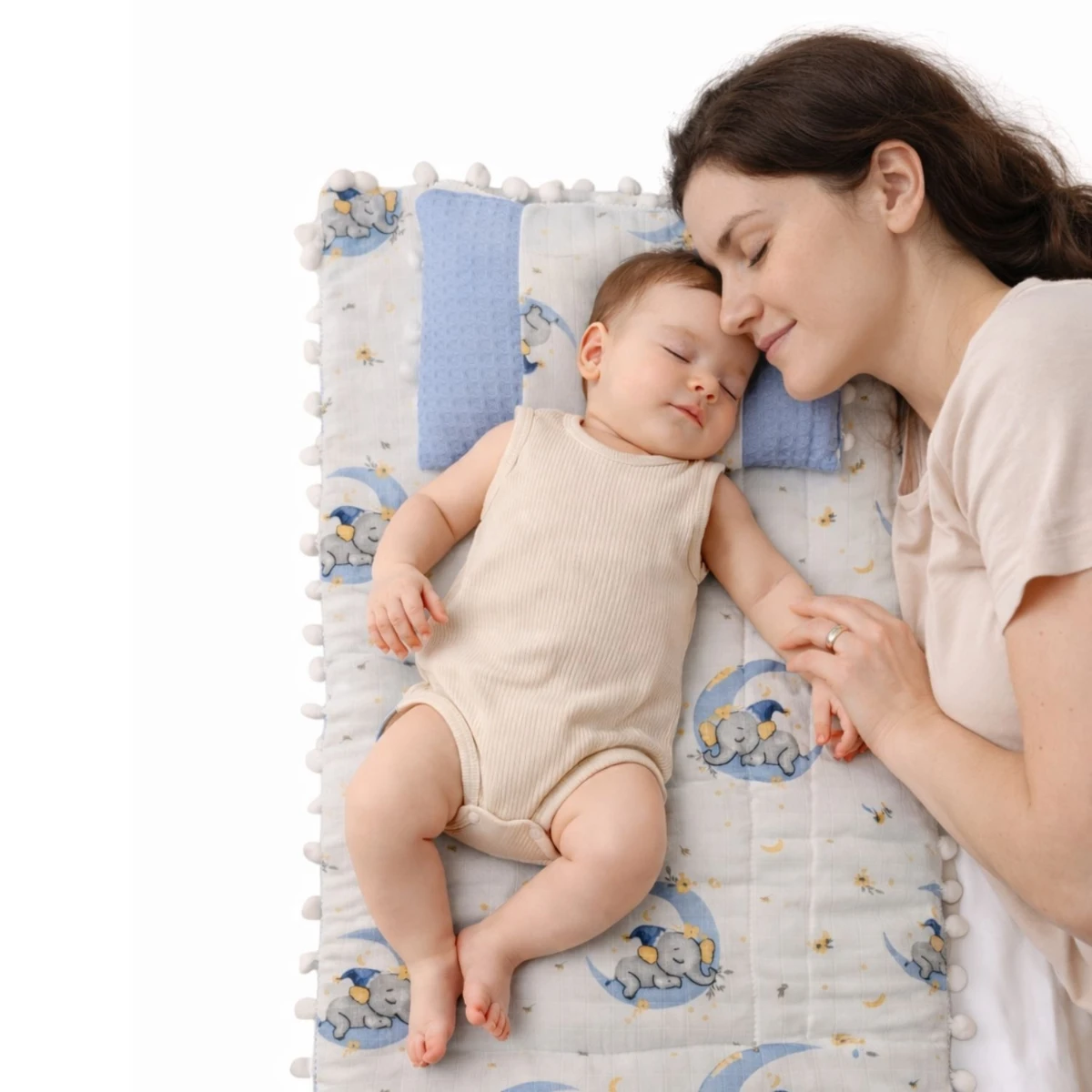 Fil Desenli %100 Pamuk Müslin Bebek Alt Açma Minderi (Unisex)