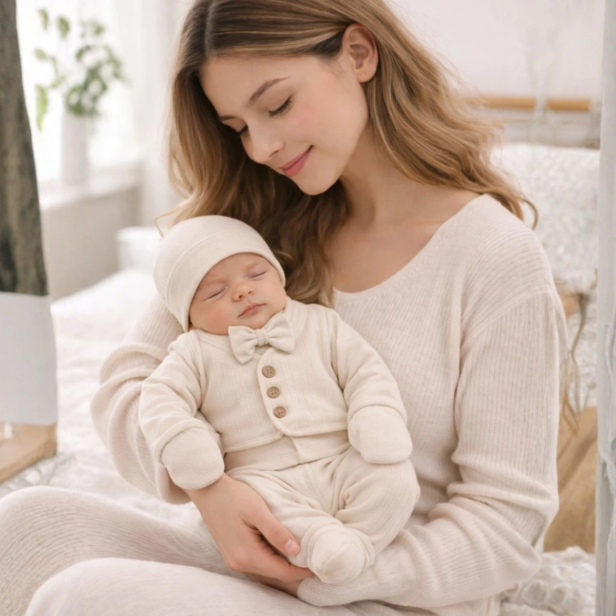 Geniş Raporlu Papyonlu %100 Pamuk Erkek Bebek 5’li Hastane Çıkışı