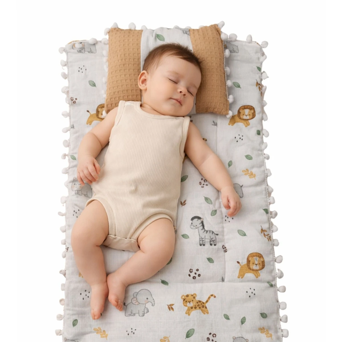 Hayvan Desenli %100 Pamuk Müslin Bebek Alt Açma Minderi (Unisex)