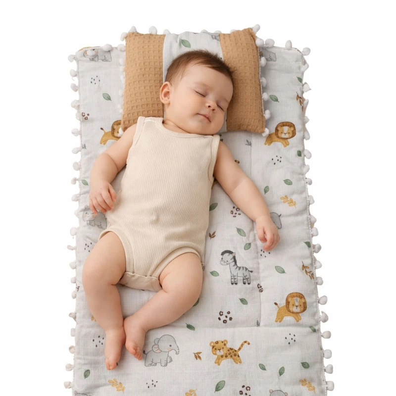 Hayvan Desenli %100 Pamuk Müslin Bebek Alt Açma Minderi (Unisex)