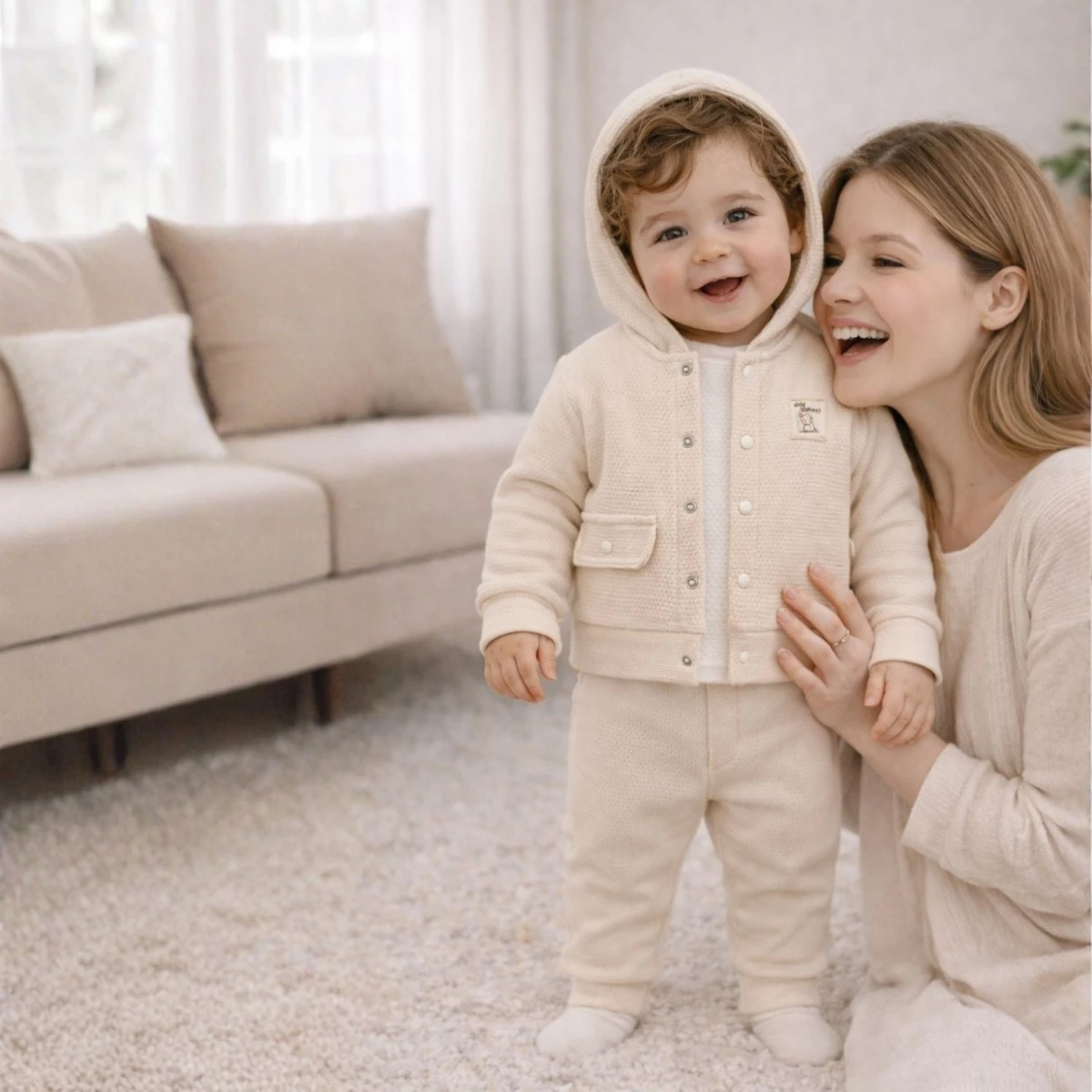 Kapüşonlu %100 Pamuk Organik 3’lü Erkek Bebek Takım (Cute Explorer)