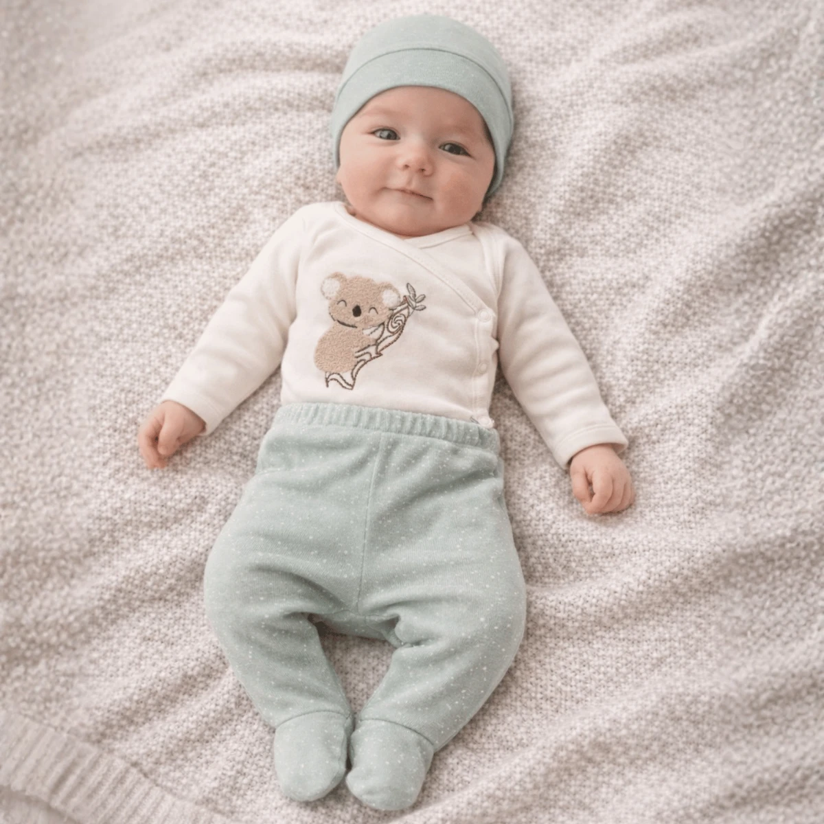 Koala Nakışlı %100 Pamuk Organik Unisex Bebek 7’li Hastane Çıkışı