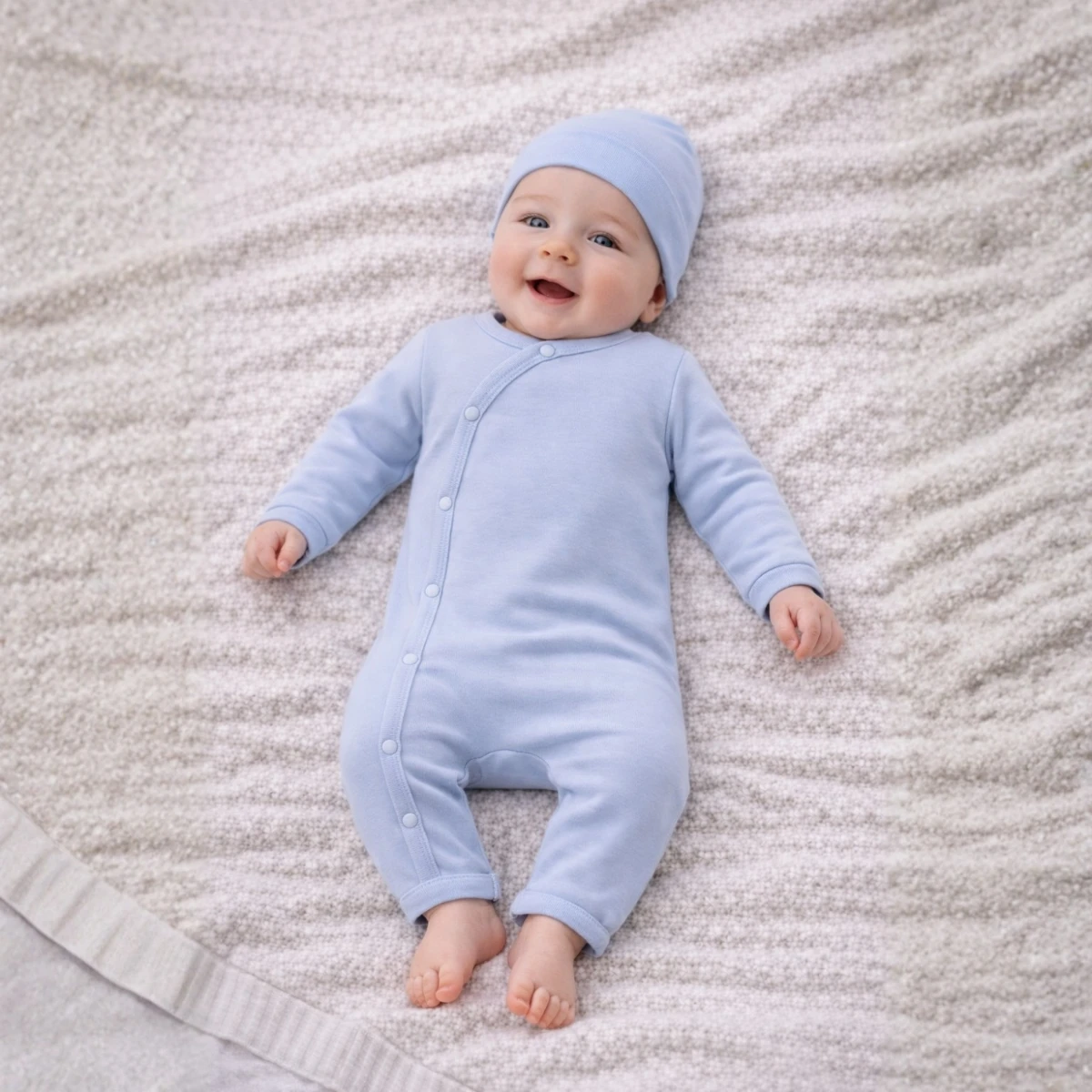 Yandan Çıtçıtlı %100 Pamuk İnterlok Uzun Kollu Unisex Bebek Tulum (Kolay Giyilen)