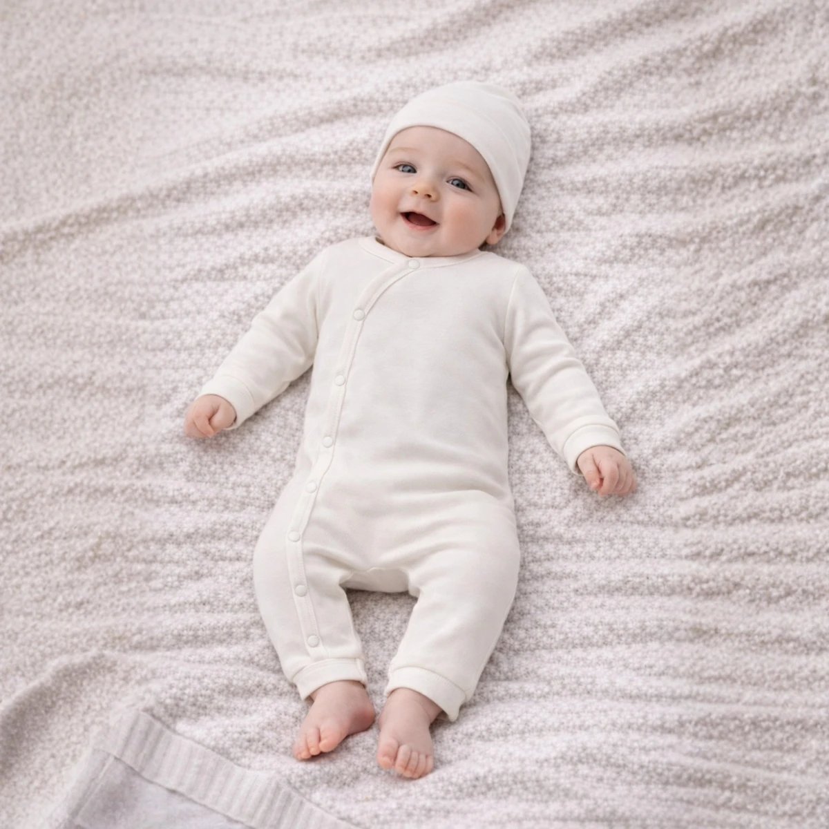 Yandan Çıtçıtlı %100 Pamuk İnterlok Uzun Kollu Unisex Bebek Tulum (Kolay Giyilen)