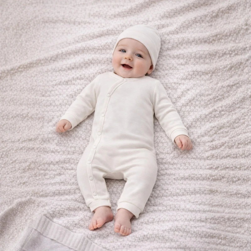 Yandan Çıtçıtlı %100 Pamuk İnterlok Uzun Kollu Unisex Bebek Tulum (Kolay Giyilen)