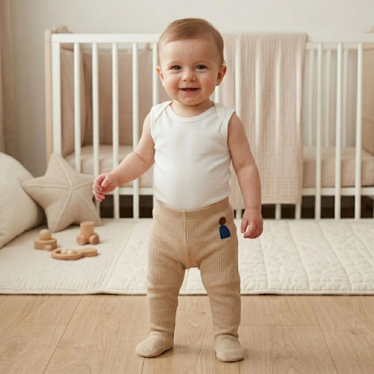 Erkek Bebek %95 Pamuk %5 Likra Düz Patikli Alt