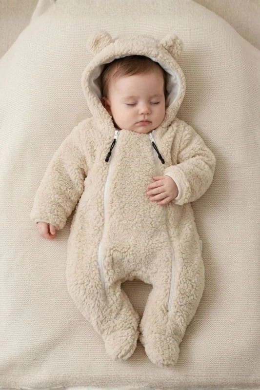 Welfsoft Peluş Bebek Tulumu-Bej