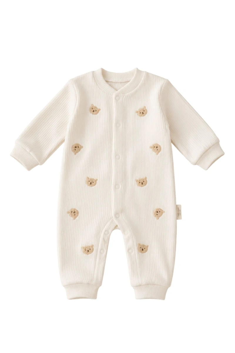 Minik Ayı Nakışlı Bebek Tulumu