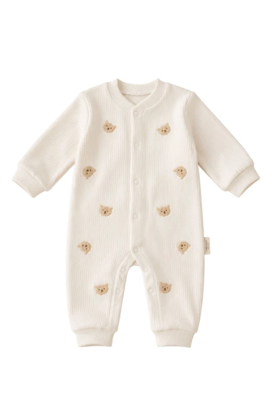 Minik Ayı Nakışlı Bebek Tulumu