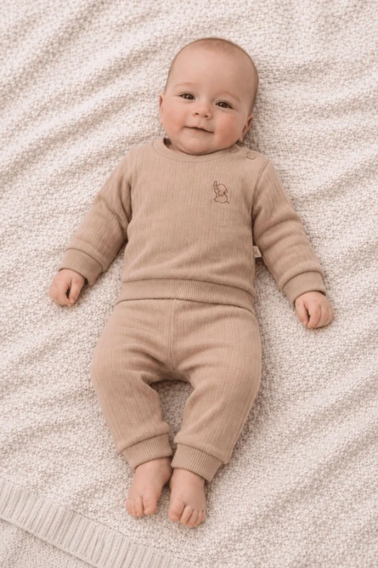 Fil Nakışlı 2’li Bebek Takımı