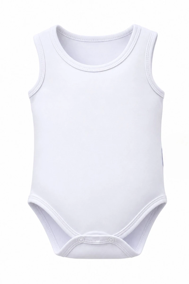 Pamuklu Kalın Askılı Kolsuz Unisex Bebek Body - Beyaz - BEYAZ